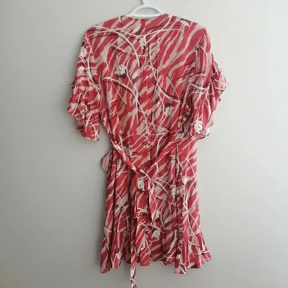 All Saints Marlow Kazuna Wrap Dress Japanese Print Ruffle Trim Waist Tie Belt 6 - Picture 4 of 16